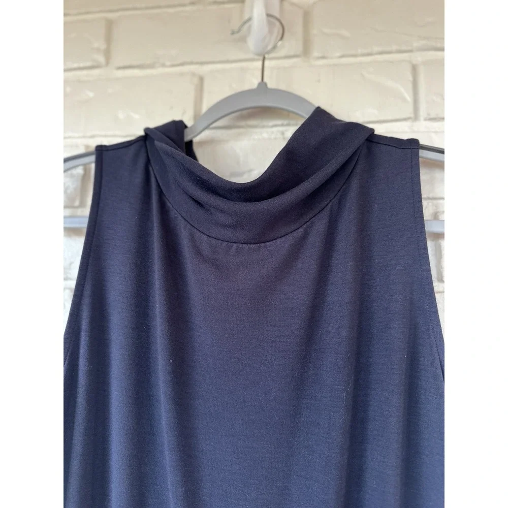 The Limited‎ Mock Neck Knit Jumpsuit Size L Wide Leg Drapey Stretch Blue